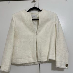 Aritzia Babaton collarless tweed jacket with clasp closure